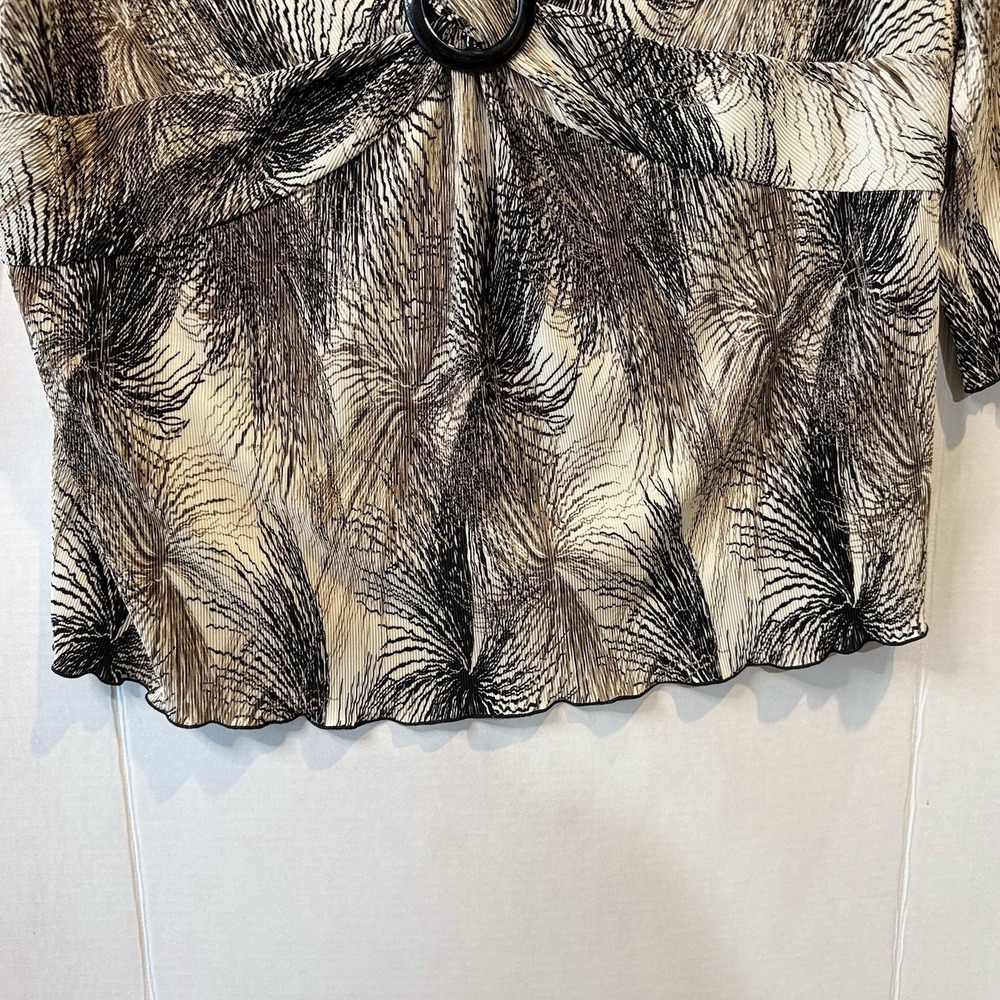 DressBarn Y2K Women's Plus 18/20 Black Gold Crinkle Top Asymmetrical Stretch - Picture 3 of 9